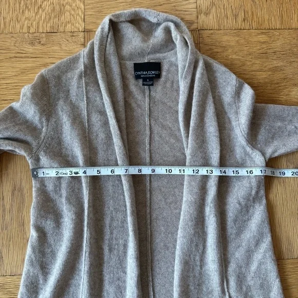 Cynthia Rowley Cashmere Cardigan Sweater Open Long Sleeve Soft Tan Taupe - Picture 4 of 7